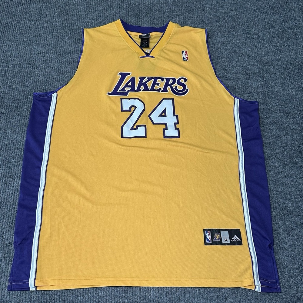 KOBE BRYANT #24 ADIDAS Jersey LAKERS Sz 56‎ Sewn Rare Y2K  YELLOW/PURPLE
